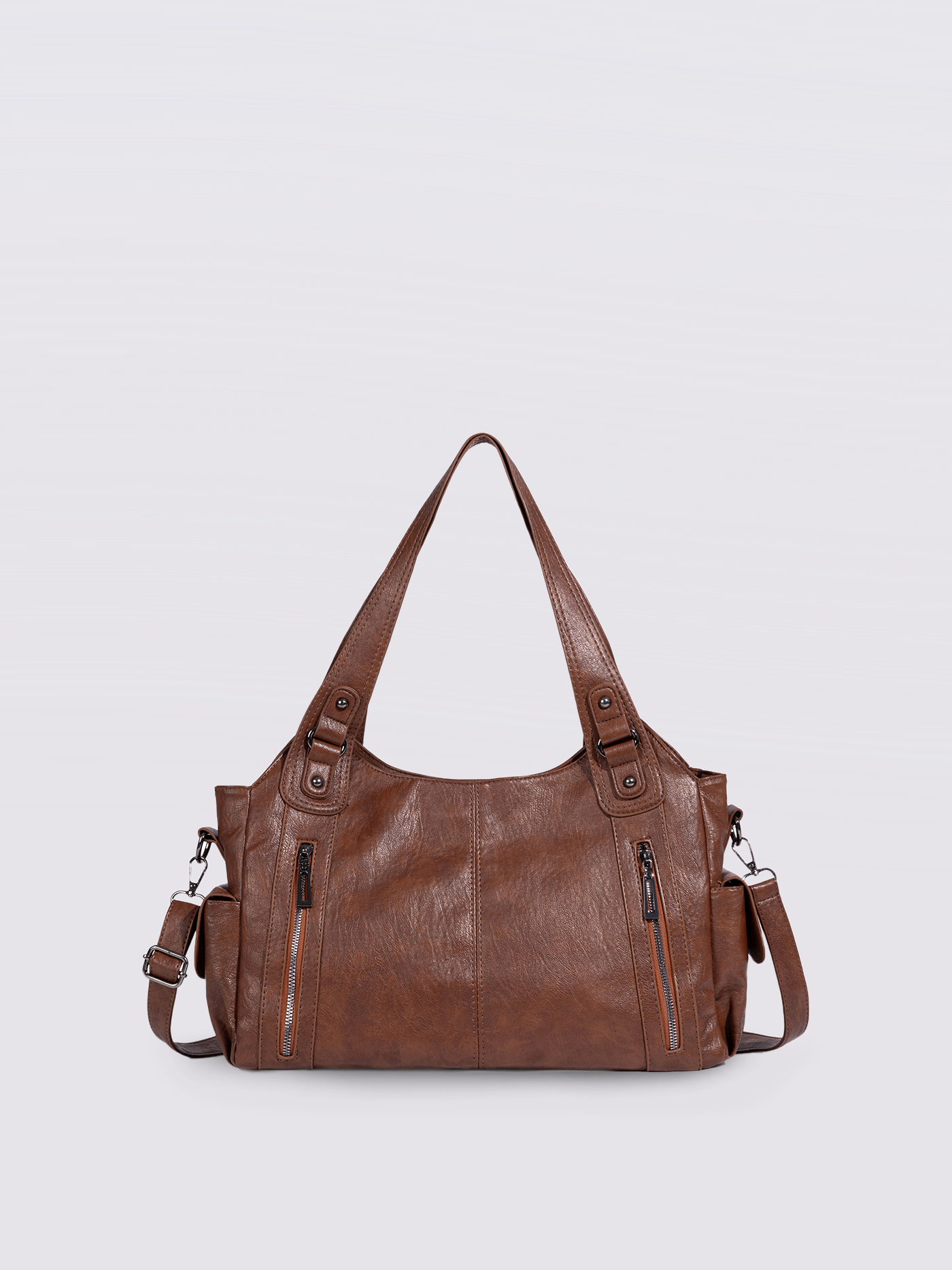 Women's minimalist city tote bag in neutral tones, spacious everyday shoulder bag with clean structured lines