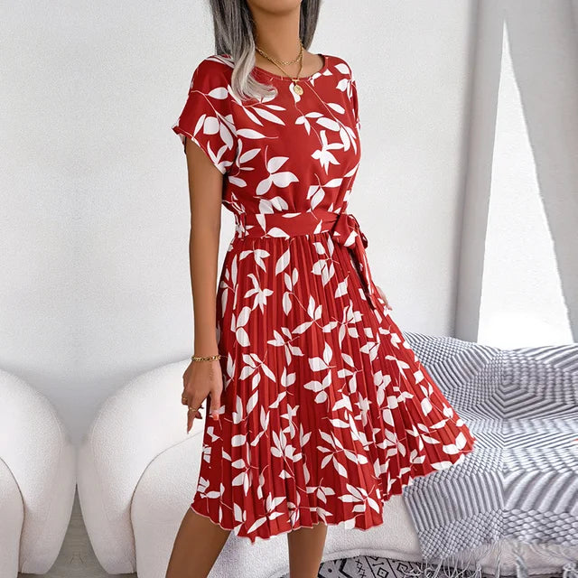Women's floral spring dress lightweight airy fabric relaxed fit flattering silhouette sunny day walks
