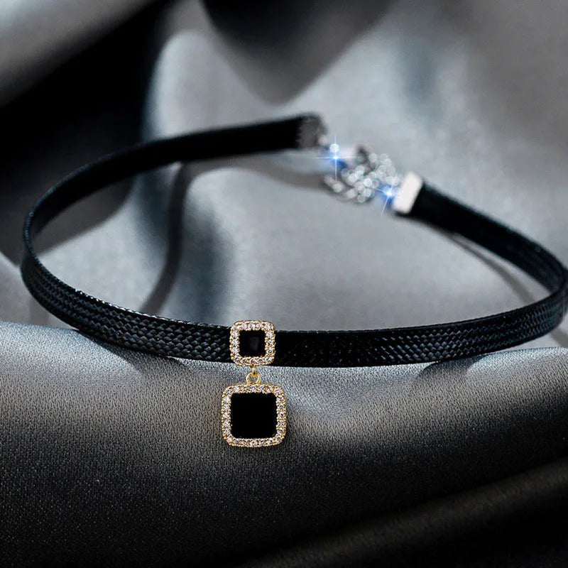 Zenya geometric crystal pendant necklace clear faceted light-catching minimalist modern women's jewelry