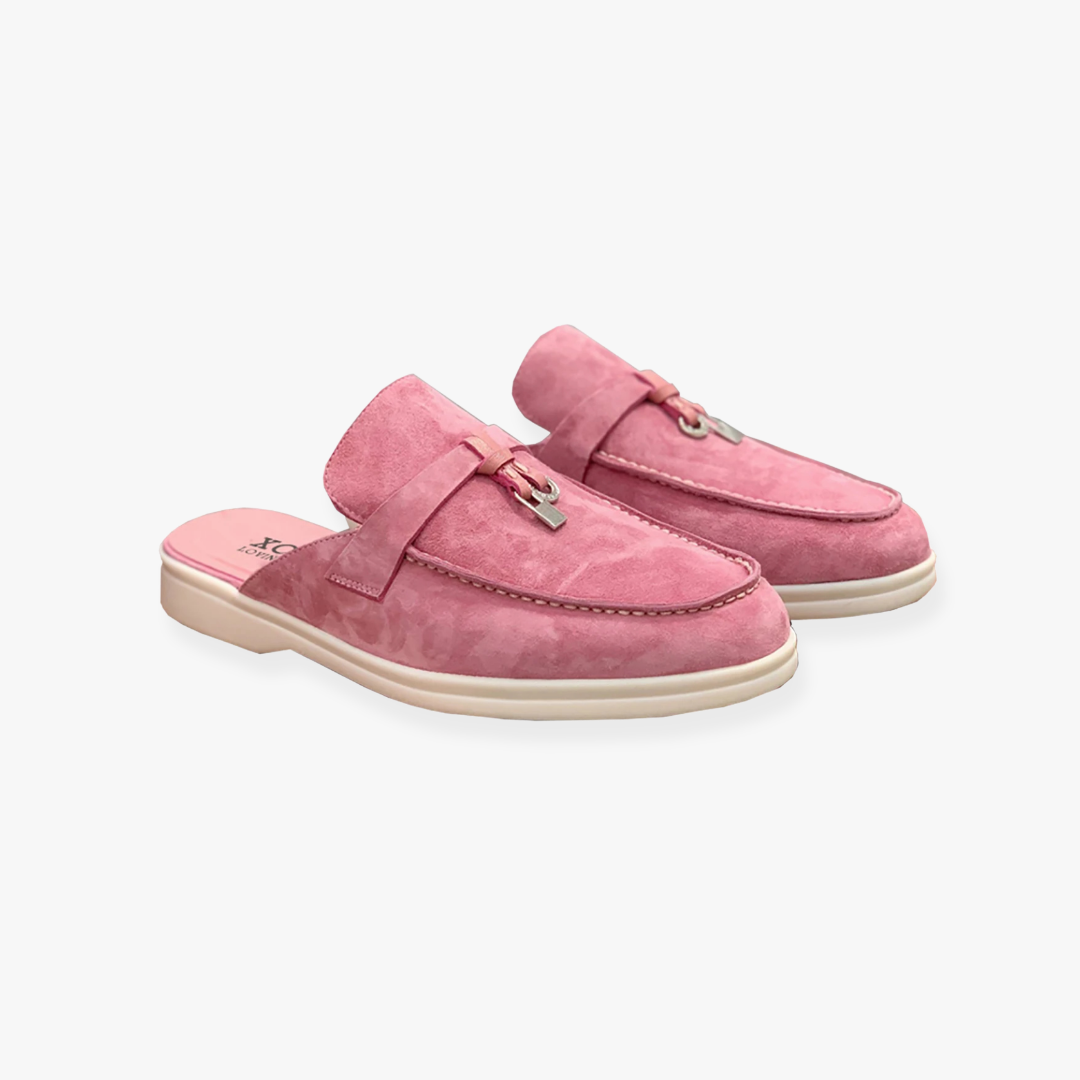 Women's backless slip-on mules with front buckle accent, minimalist summer style for effortless comfort