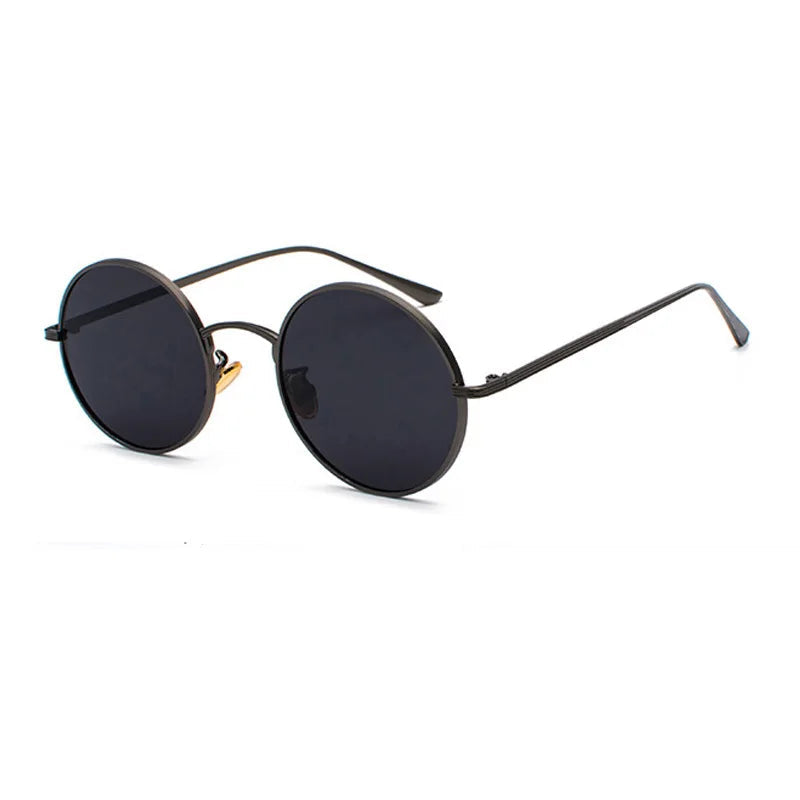 Women's round frame sunglasses with dark UV protection lenses, timeless style for beach and city wear
