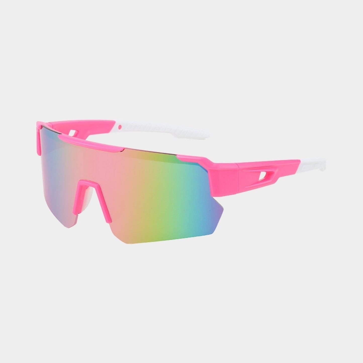 Women's sleek modern sunglasses with reflective lenses, bold contemporary design for city and beach