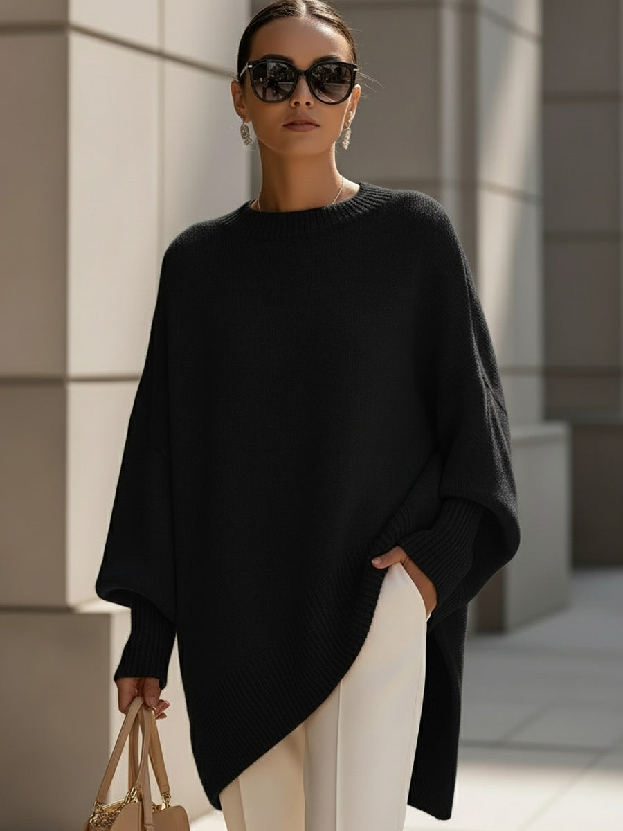 Women's oversized textured knit sweater loose fit long sleeve cozy layering essential