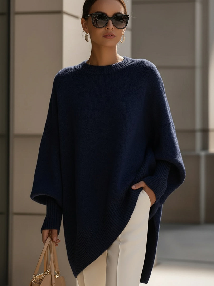 Women's oversized loose-fit knit sweater long sleeve textured knit casual layering everyday style
