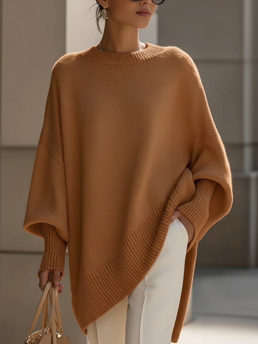 Women's oversized textured knit sweater loose fit long sleeve casual layering top everyday style