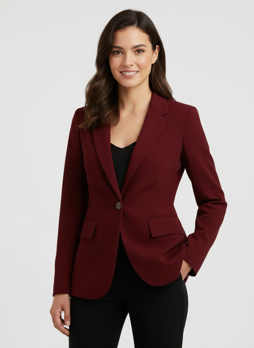Women's structured blazer one-button closure elegant professional fit for work and events