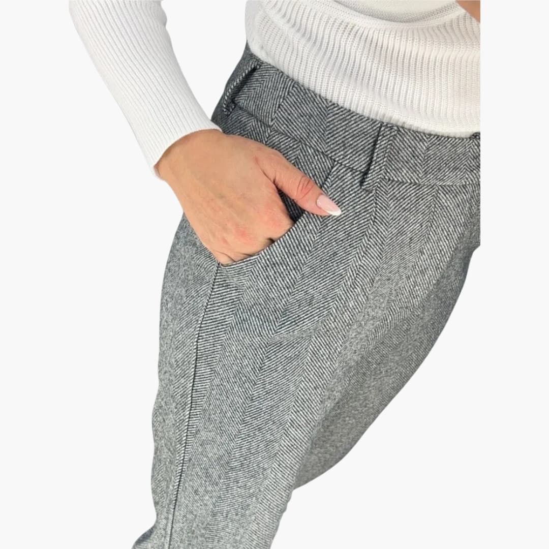Women's high waist slim leg creased trousers with side pockets, professional tailored fit