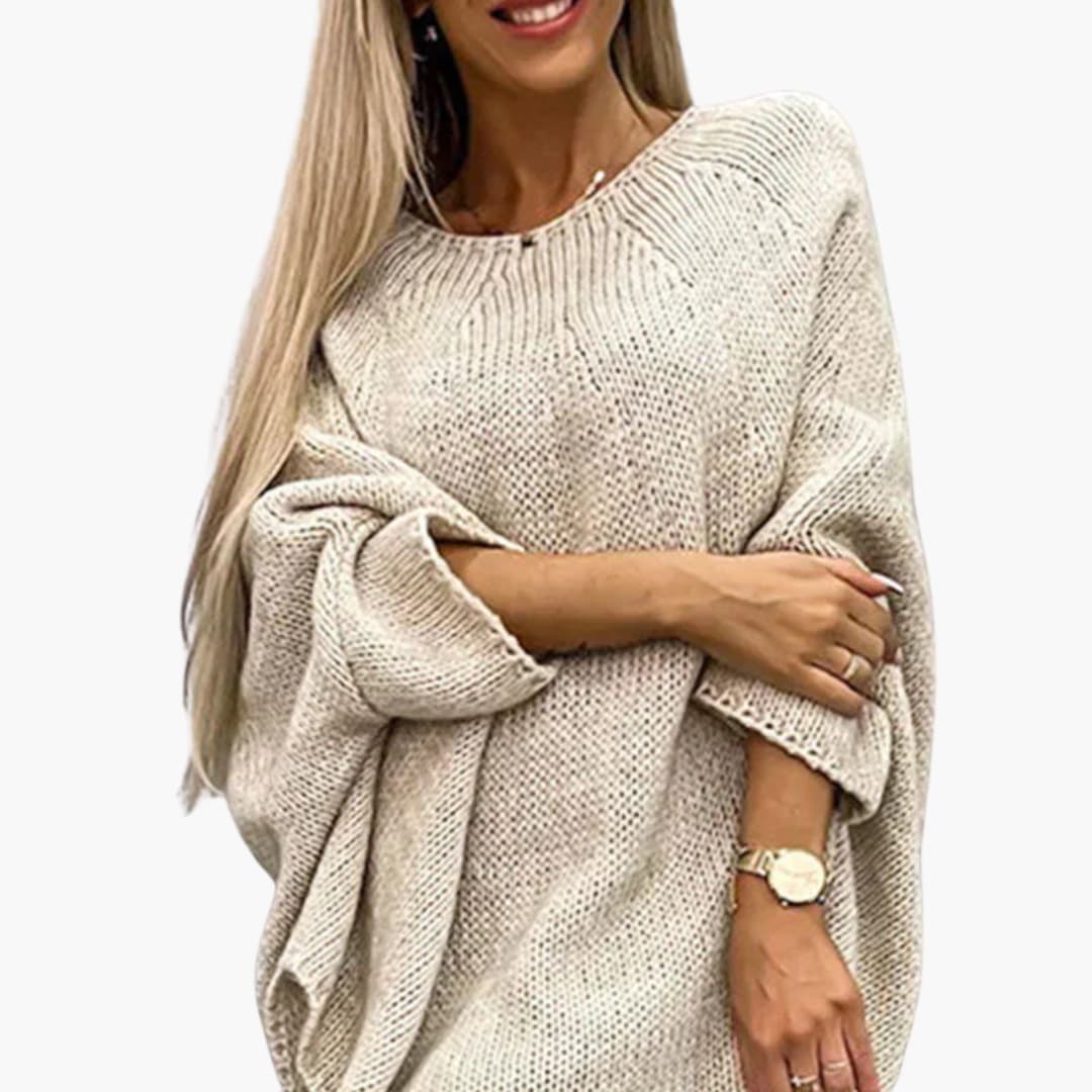 Women's relaxed boat neck chunky knit sweater with long sleeves for cozy layered everyday style
