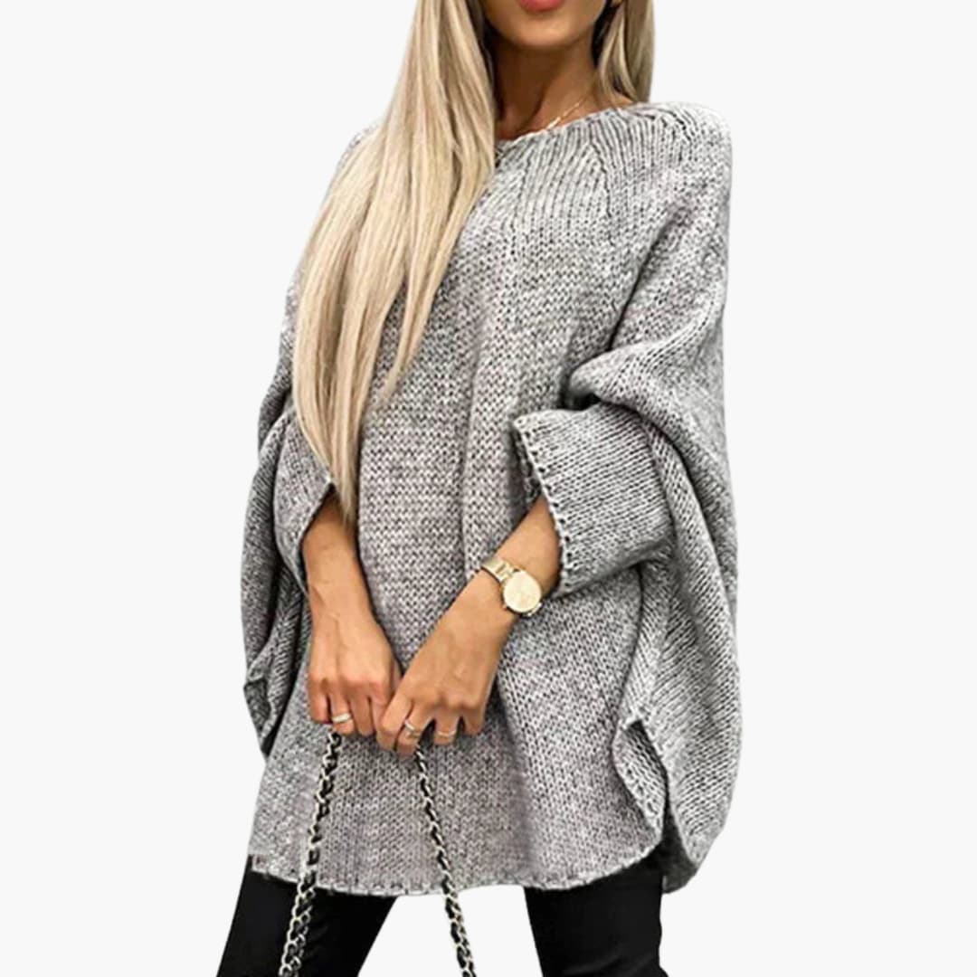 Women's relaxed fit boat neck chunky knit sweater with long sleeves for cozy everyday style