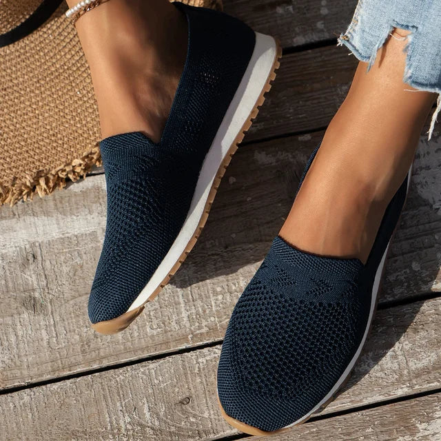 Women's orthopedic slip-on loafers with breathable mesh upper and non-slip ergonomic sole for all-day comfort
