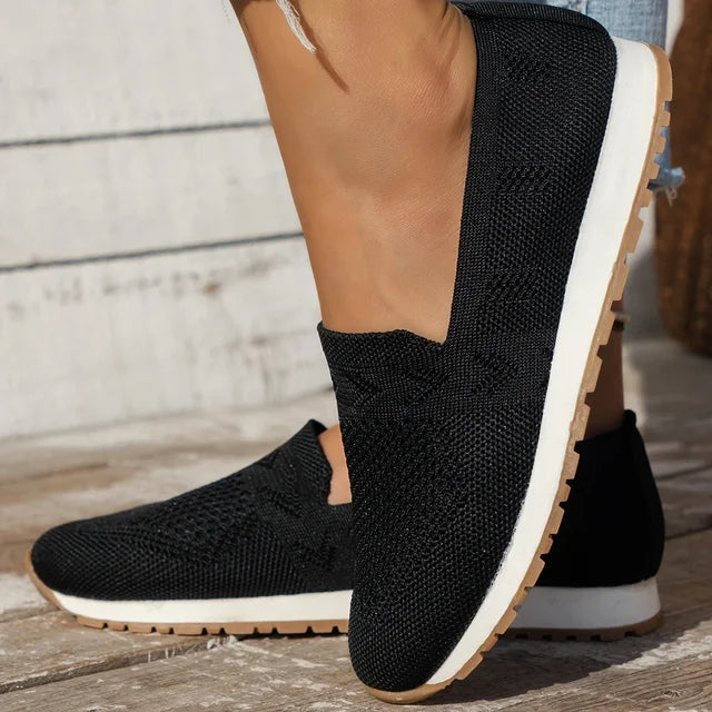 Women's orthopedic slip-on loafers with breathable mesh upper and non-slip ergonomic sole for all-day comfort