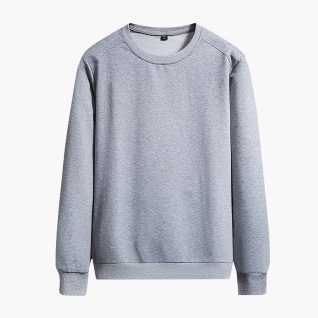 Women's gray round neck sports sweatshirt with elastic cuffs and hem, athletic pull-on fit