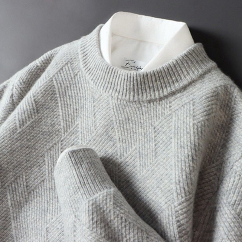 Men's luxury cashmere crewneck sweater in multiple colors, soft knit with refined slim fit