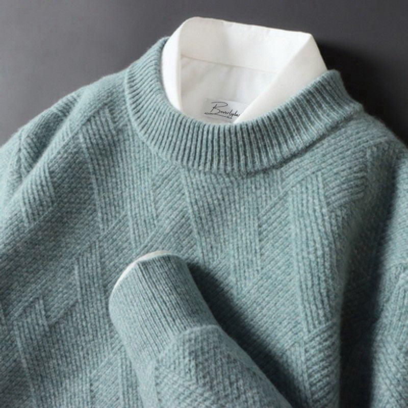 Men's luxury cashmere crewneck sweater in multiple colors, soft fine-knit timeless elegant fit