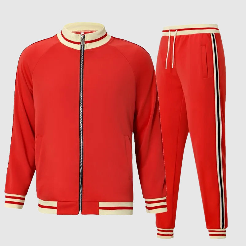 Men's loose fit two-piece tracksuit set zip-up jacket and joggers for everyday casual comfort