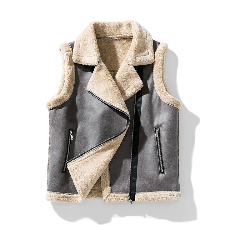 Women's sleeveless fur jacket luxurious trim elegant silhouette maximum freedom of movement