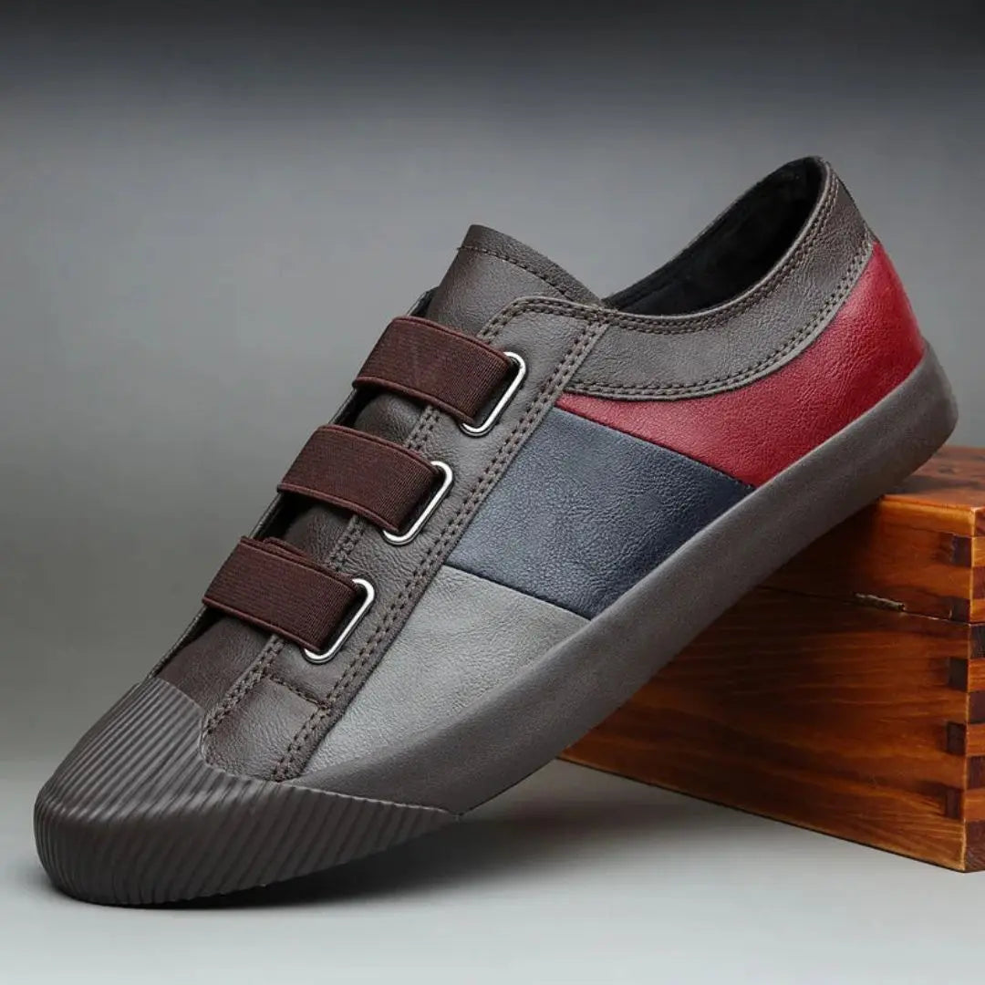 Men's Dante Luxe tri-tone sneakers with adjustable Velcro straps for bold casual comfort