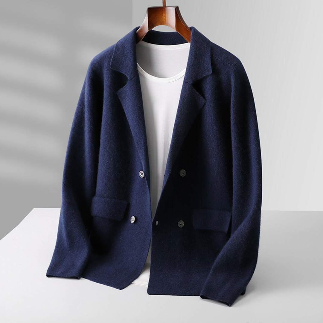 Women's ivory cashmere cardigan tailored fit with deep pockets, luxurious soft knit layer