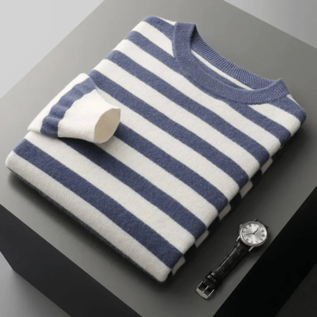 Dariel unisex crewneck wool blend sweater bold nautical stripes soft knit layering essential