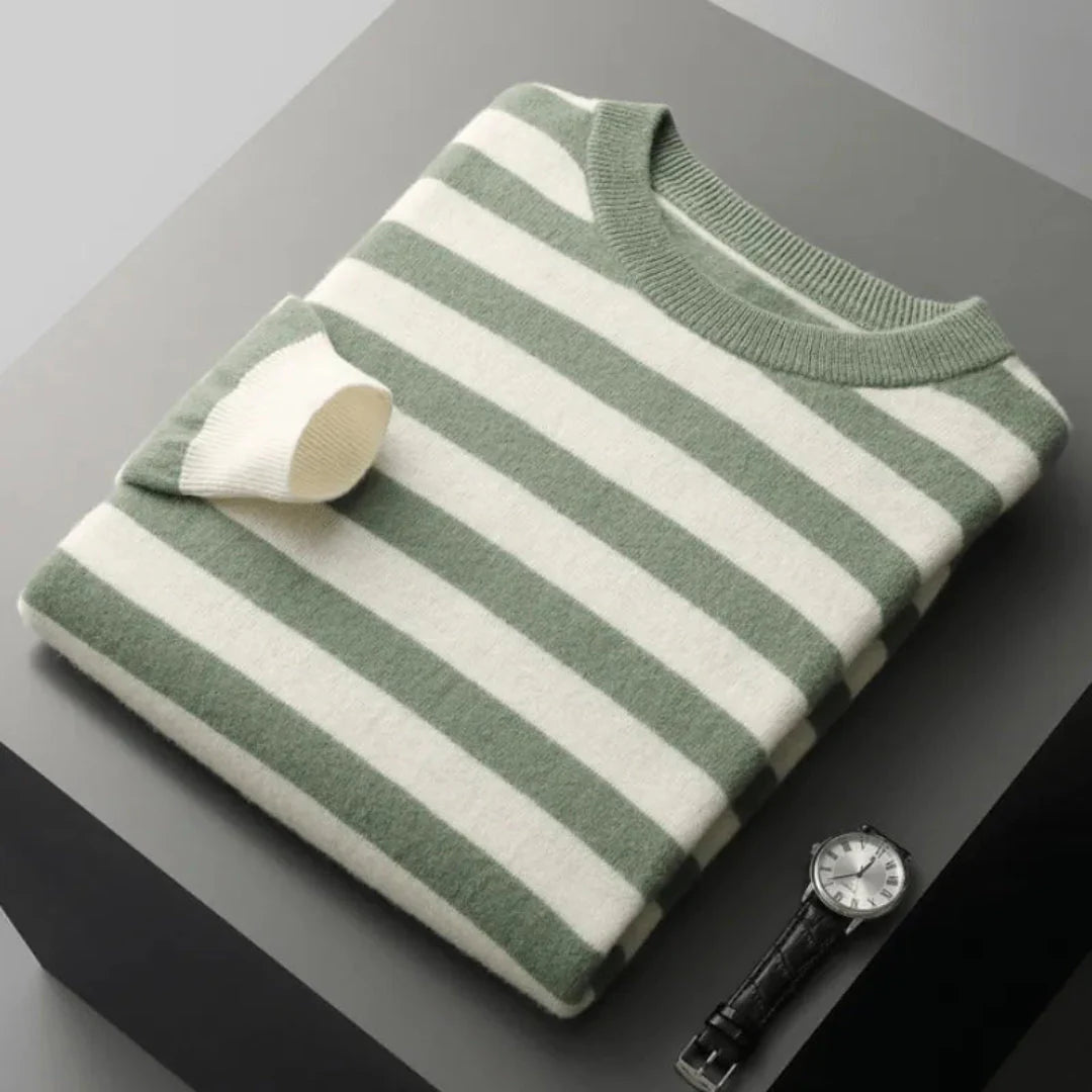 Dariel wool blend crewneck sweater bold nautical stripes soft knit layering essential for men women