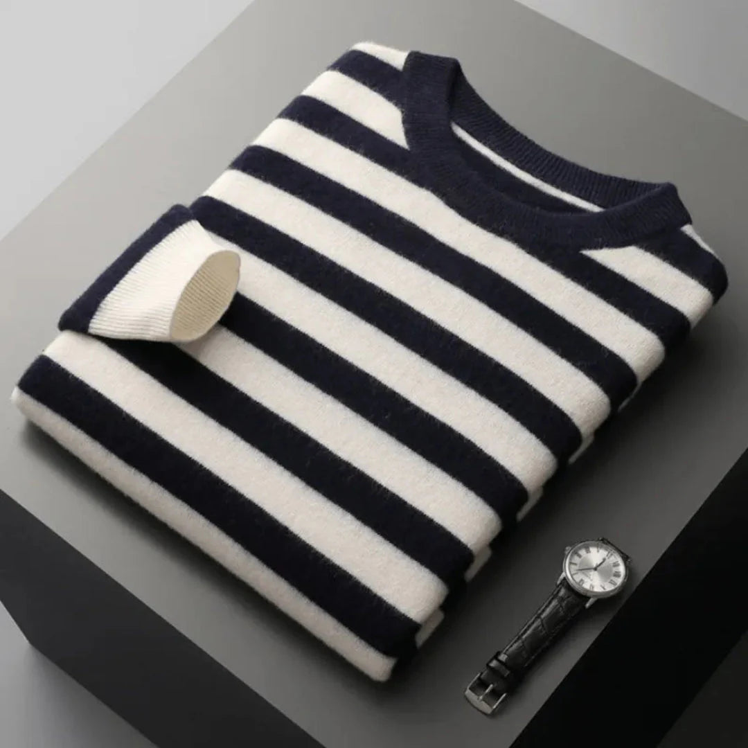 Dariel unisex crewneck wool blend sweater bold nautical stripes soft knit layering essential
