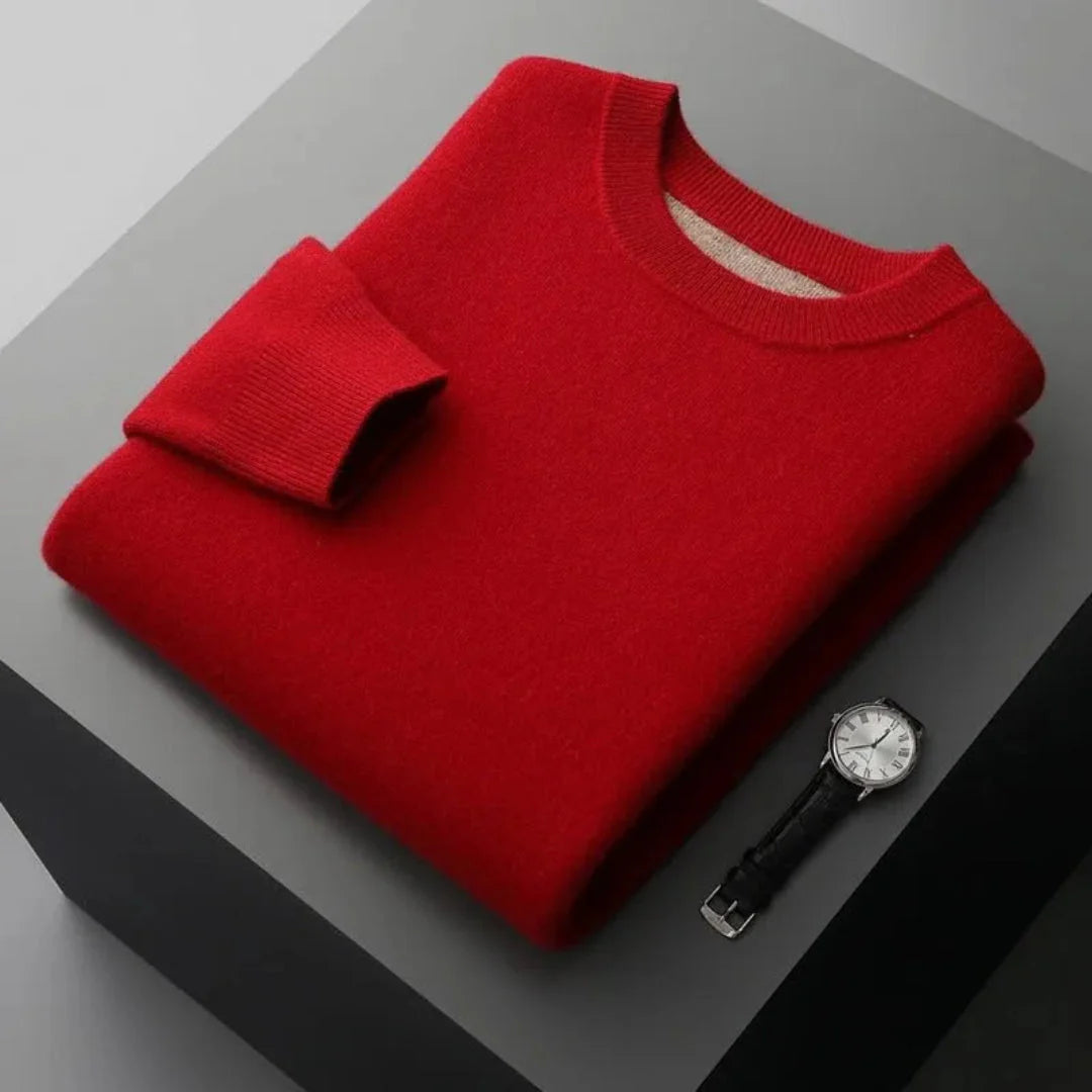 Dariel cream wool crewneck sweater unisex relaxed fit with classic neckline for layering