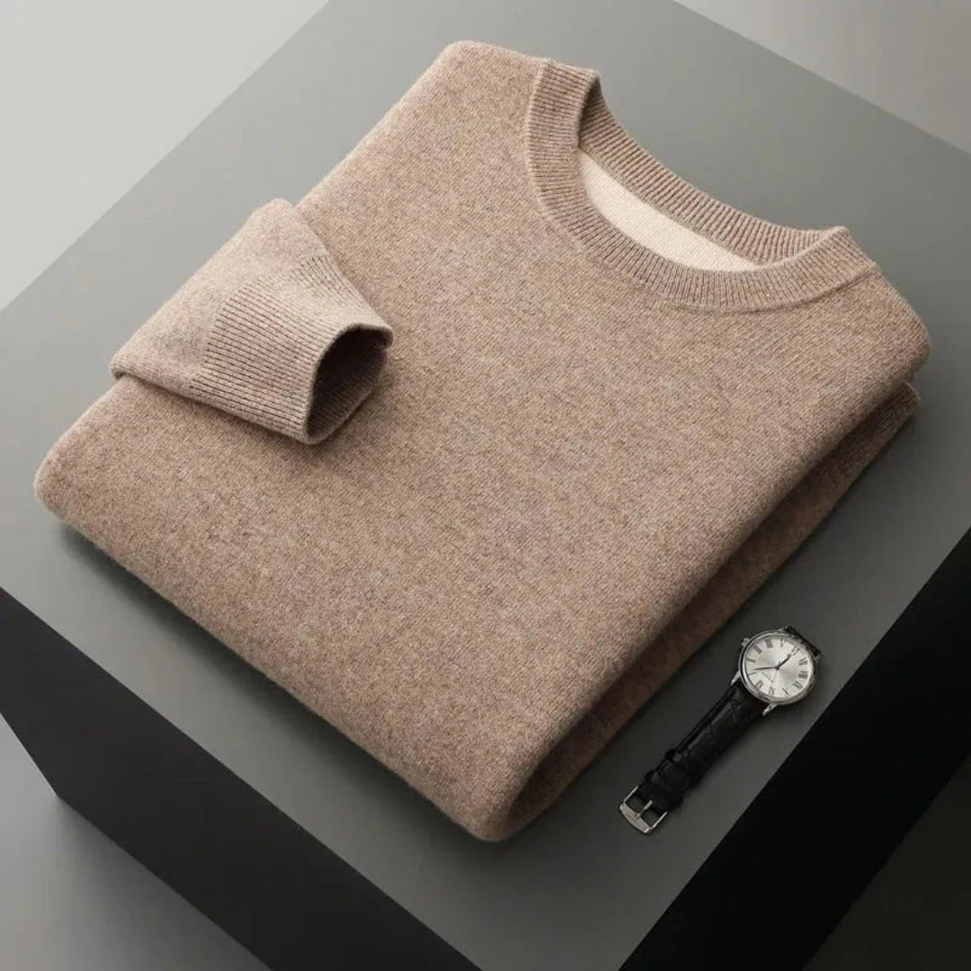 Dariel unisex cream wool crewneck sweater, classic fit with 100% premium wool warmth