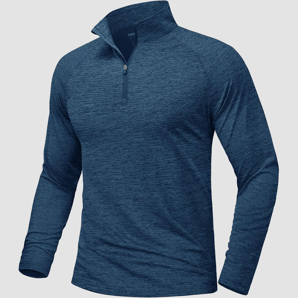 Men's UPF 50 quarter-zip rash guard long sleeve shirt lightweight quick-dry sun protection