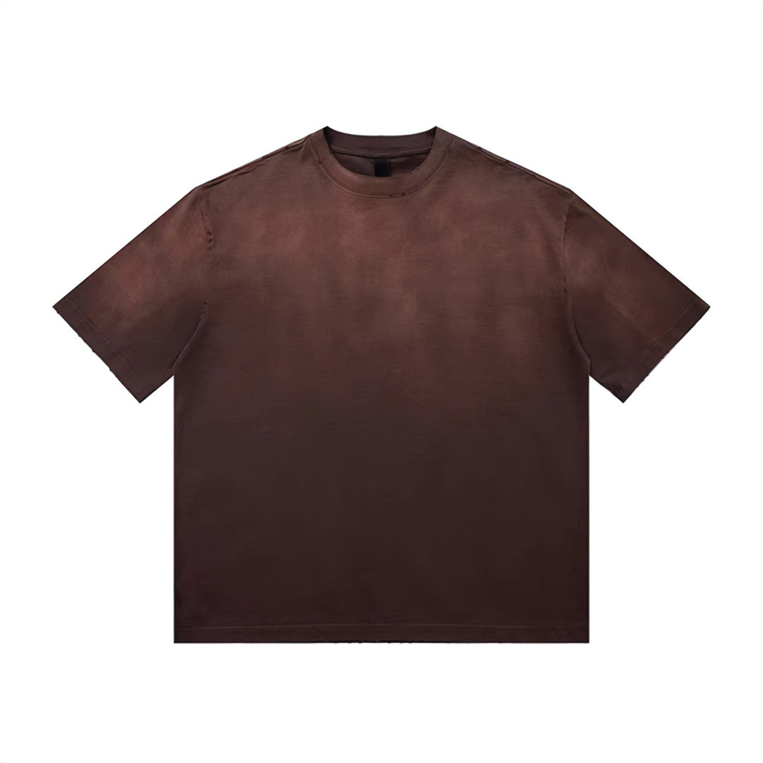 Dark gradient wash oversized unisex T-shirt distressed vintage cotton streetwear loose fit