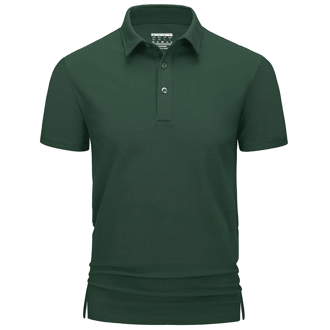 Men's quick-dry golf polo shirt breathable stretch fabric ideal for outdoor sports and active wear