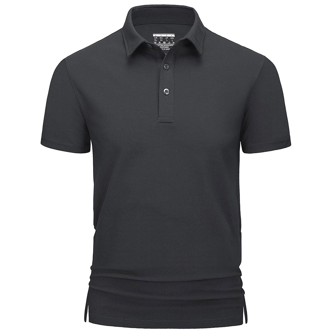 Men's quick-dry golf polo shirt breathable cotton blend with light stretch for active outdoor wear
