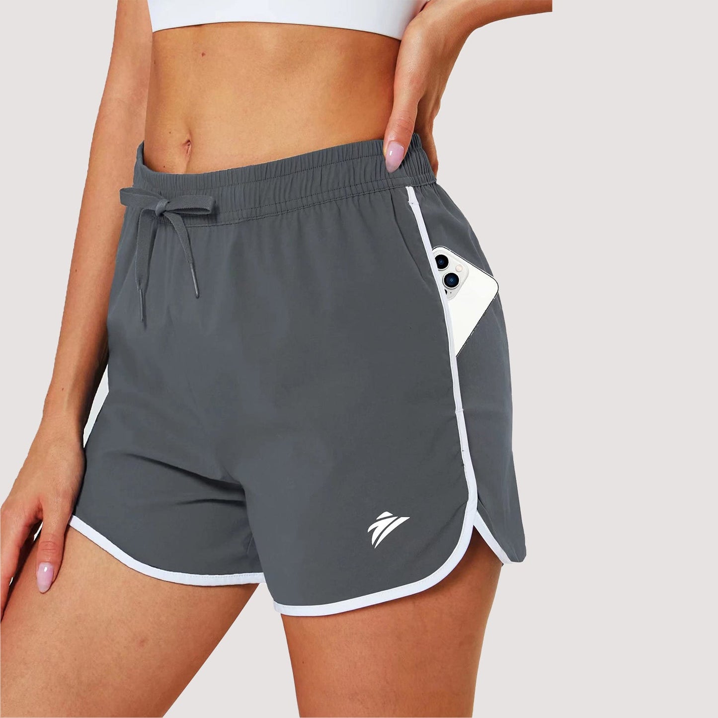 Women's lightweight running shorts with 7-pocket design, quick-dry nylon-spandex fabric, athletic fit
