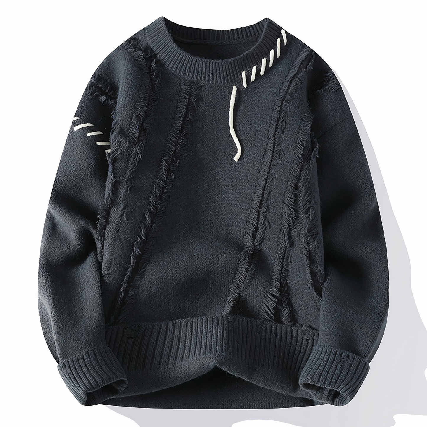 Unisex patchwork knit sweater in multicolor blocks, relaxed fit, soft premium fabric for fall winter