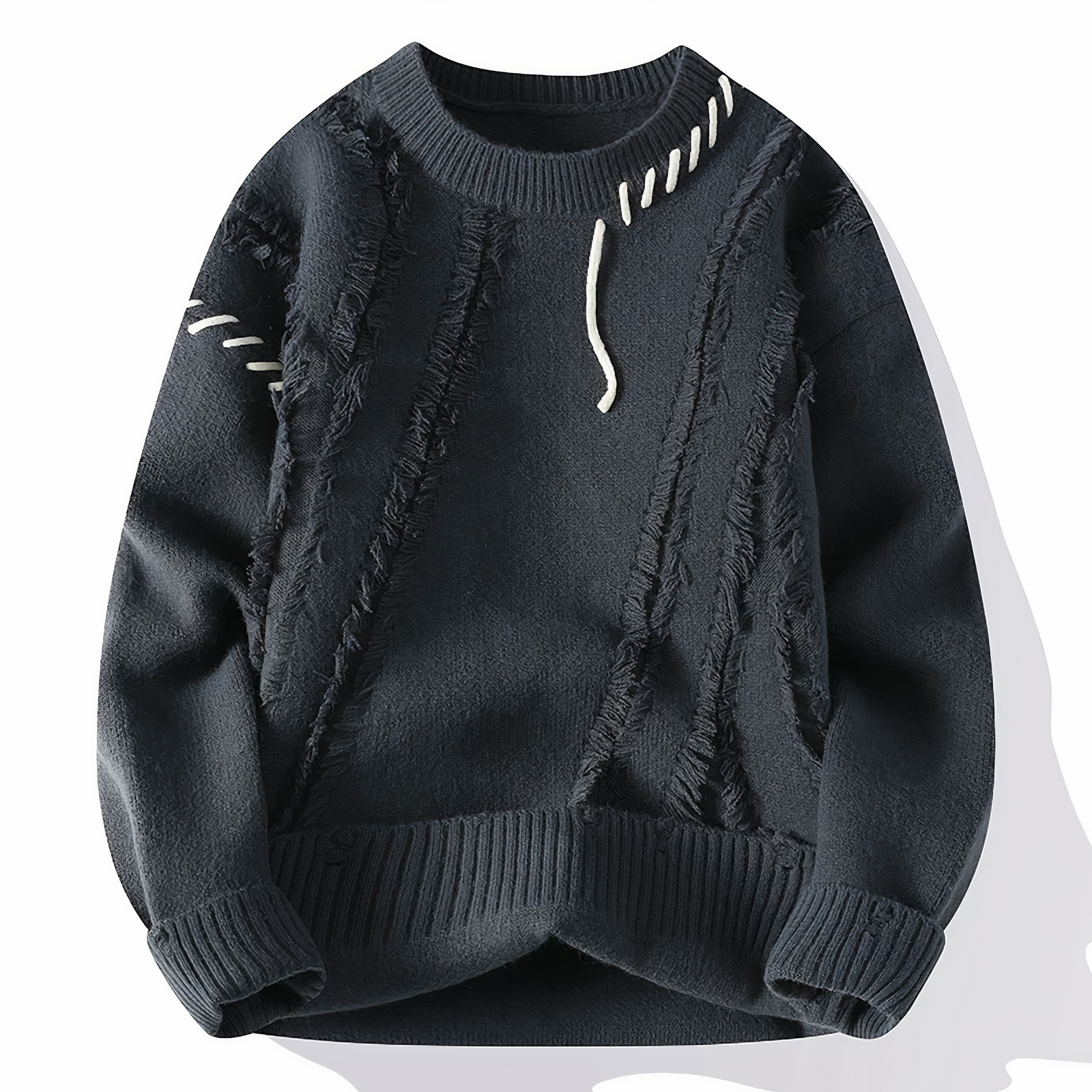 Unisex patchwork knit sweater in multicolor blocks, relaxed fit, soft premium fabric for fall winter