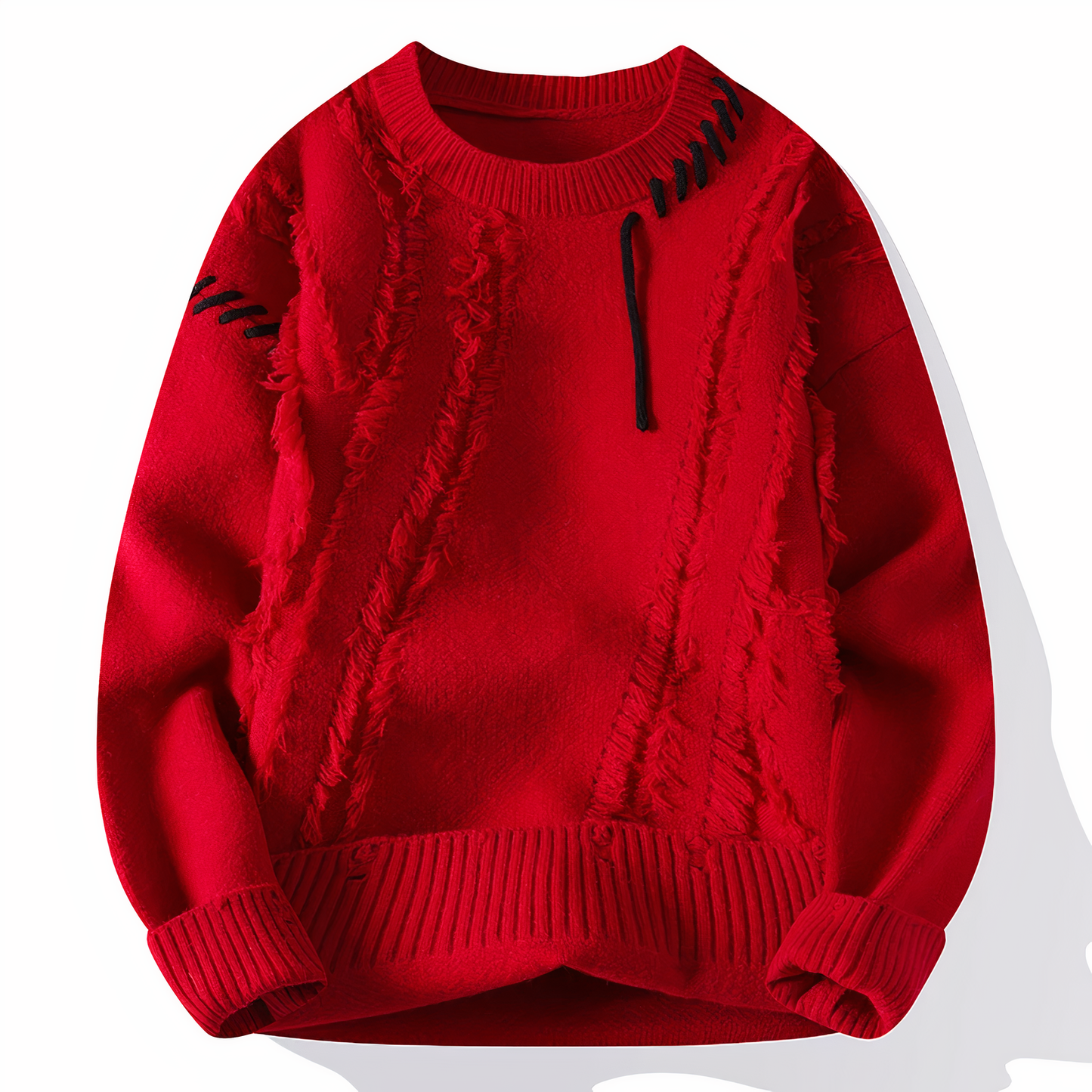 Unisex patchwork knit sweater cozy fall winter premium soft fabric modern silhouette cold weather