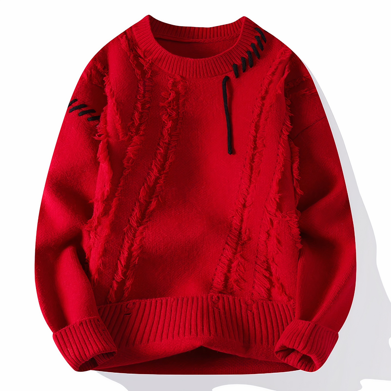 Unisex patchwork knit sweater cozy fall winter premium soft fabric modern silhouette cold weather