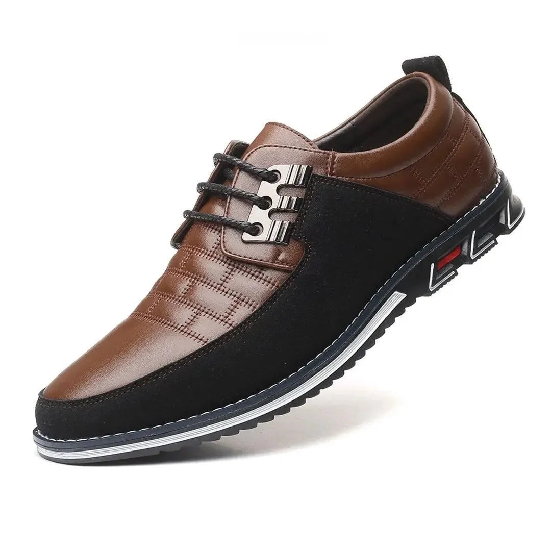 David hybrid leather sneakers with stitched upper, cushioned sole, contrast suede panels for urban style