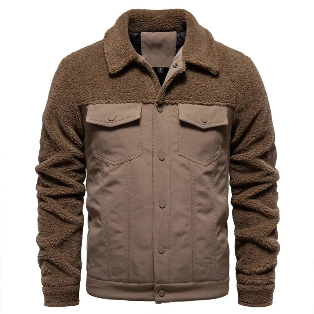 Men's waterproof sherpa-lined jacket, ultra-warm weatherproof outer shell with insulated fleece lining