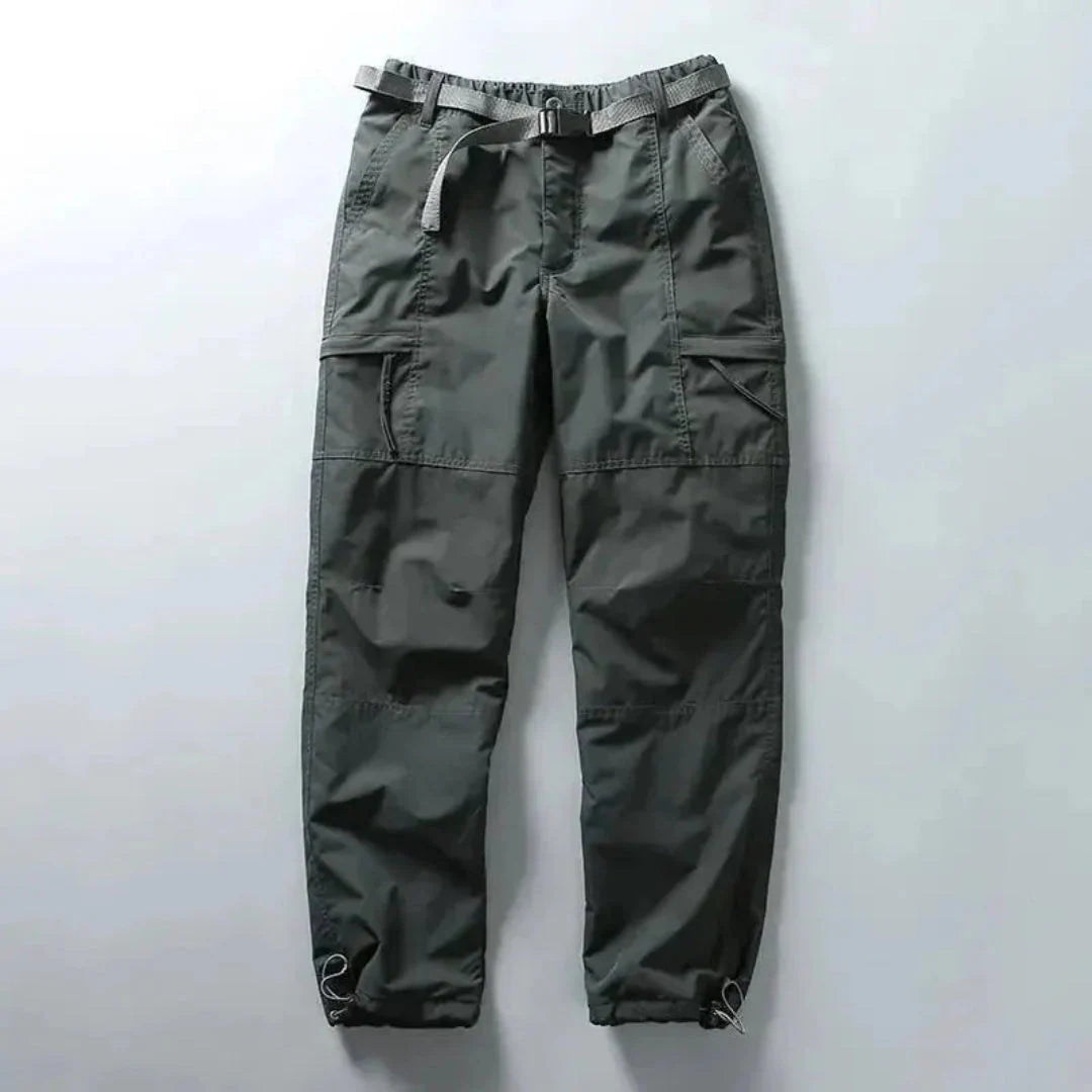 Men's lightweight tactical cargo pants khaki beige adjustable waist water-repellent quick-dry hiking travel