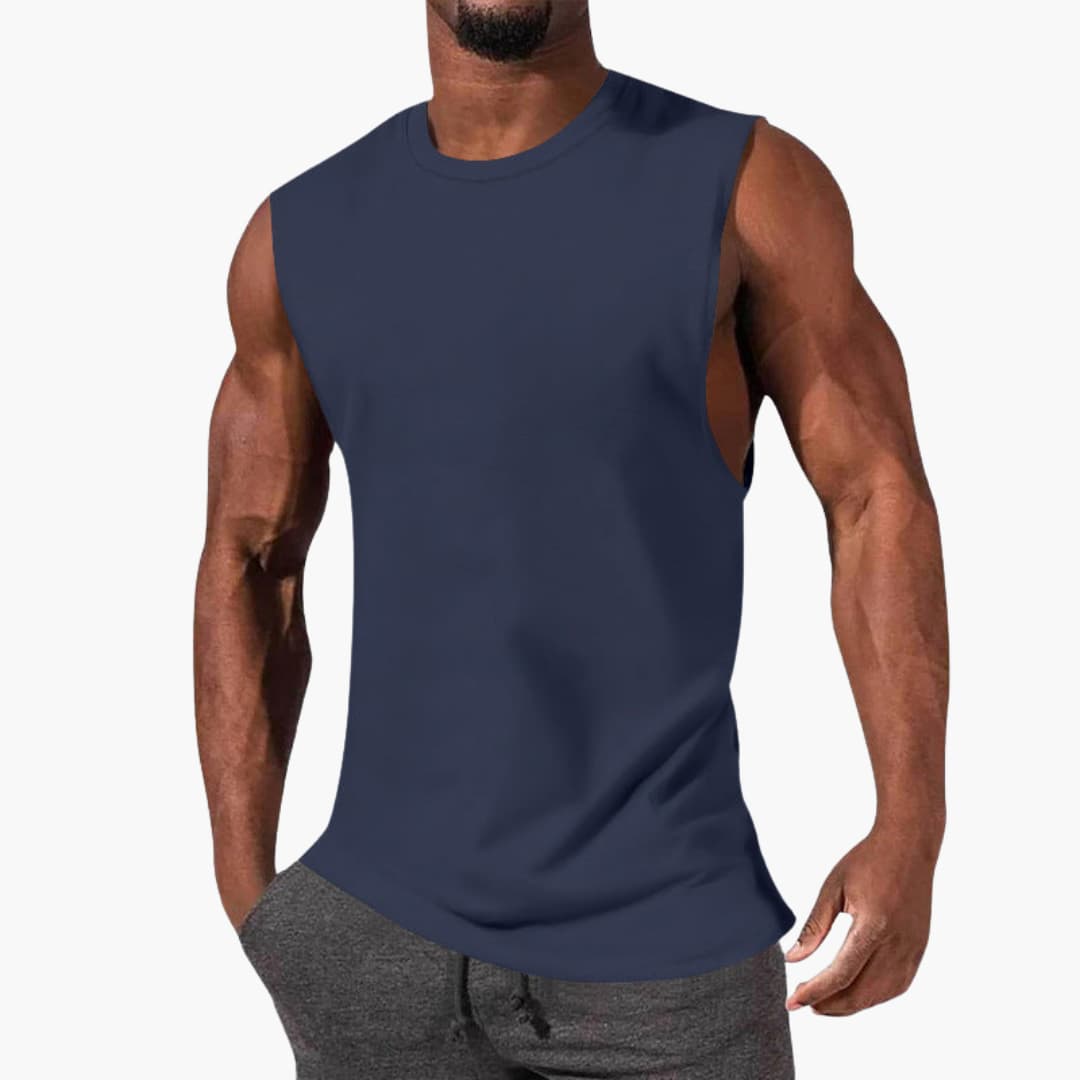 Men's sleeveless athletic tank top wide armholes breathable lightweight training sportswear
