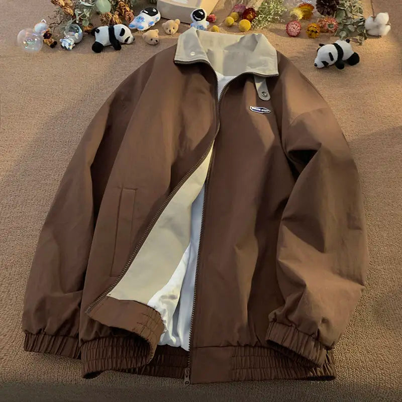 Women's oversized vintage winter coat in classic warm tones with cozy loose fit and retro-inspired design