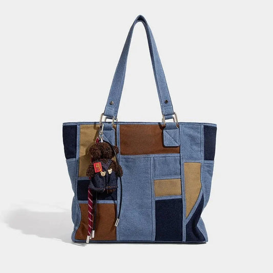 Denim Patchwork Tote Bag - Waylynn