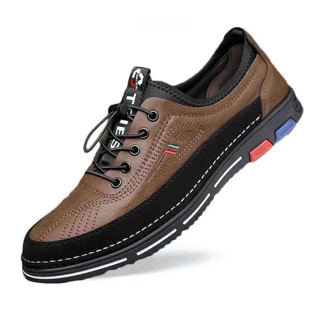 Derrick low-top faux leather sneakers in white, cushioned sole, urban style for all-day comfort