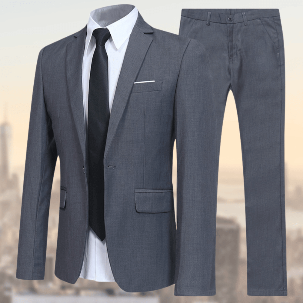 Women's ivory tailored two-piece suit set, structured jacket and straight-leg pants for office wear