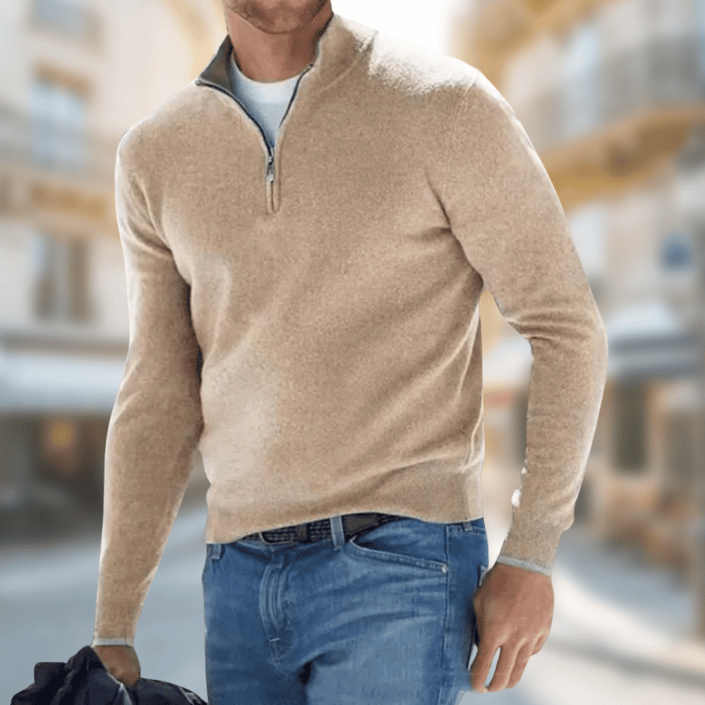 Evan men's classic zip neck sweater versatile layering piece with stylish zip detail for casual wear