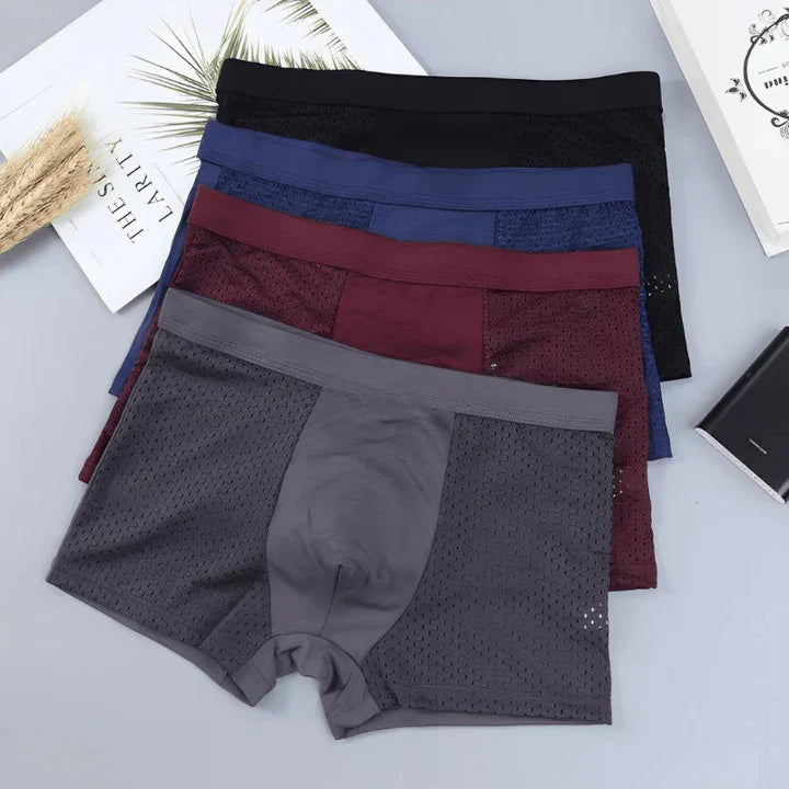 Men's bamboo boxer shorts set, ultra-soft breathable fabric, trendy colors, relaxed comfortable fit