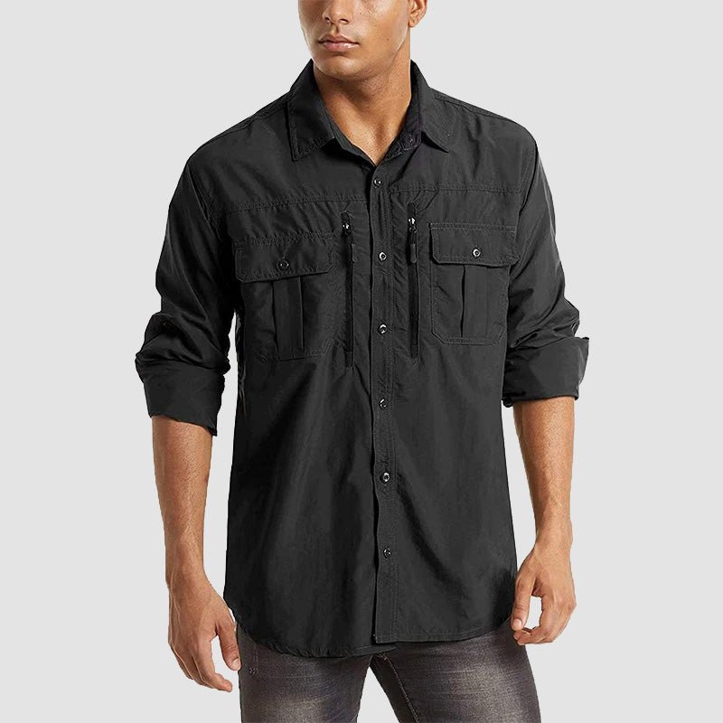Men's tactical hiking shirt quick-dry UV protection convertible long sleeves breathable outdoor