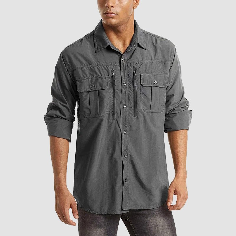 Men's tactical hiking shirt quick-dry UV protection convertible long sleeves breathable outdoor