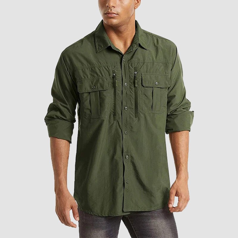 Men's tactical hiking shirt quick-dry UV protection convertible long sleeves breathable outdoor