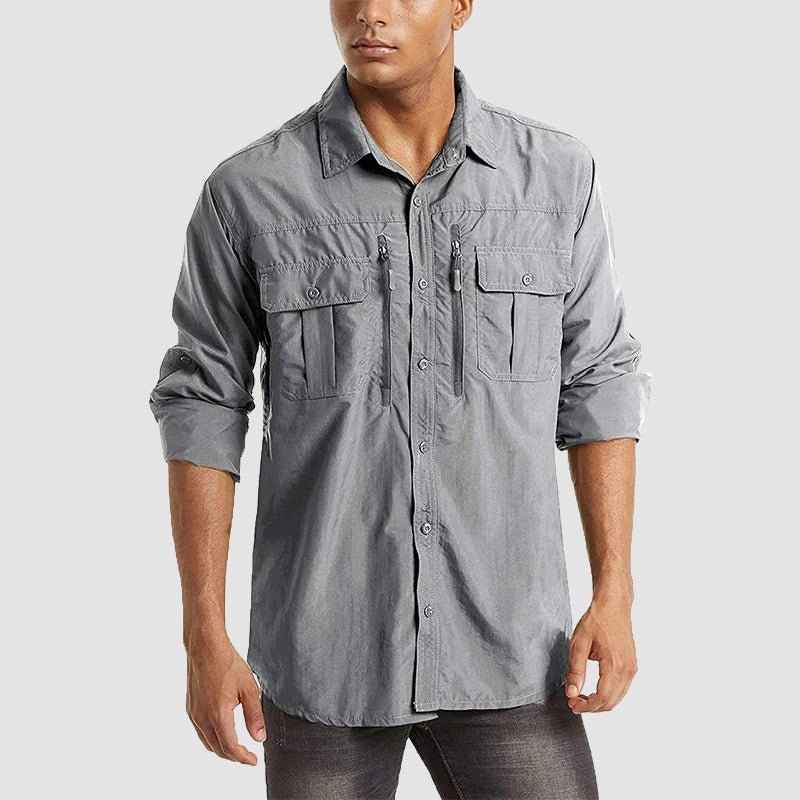 Men's tactical hiking shirt quick-dry UV protection convertible long sleeves breathable nylon outdoor